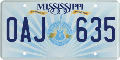 MS license plate OAJ635