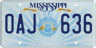 MS license plate OAJ636