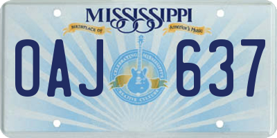 MS license plate OAJ637