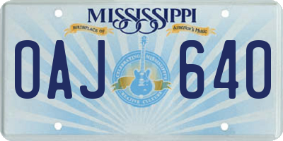 MS license plate OAJ640