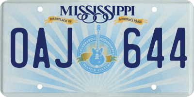 MS license plate OAJ644