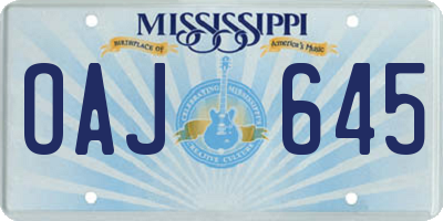 MS license plate OAJ645