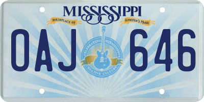 MS license plate OAJ646