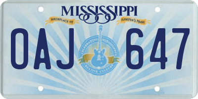 MS license plate OAJ647