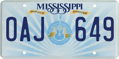MS license plate OAJ649