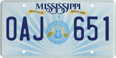 MS license plate OAJ651
