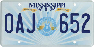MS license plate OAJ652