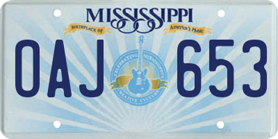 MS license plate OAJ653