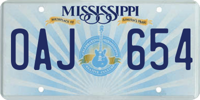 MS license plate OAJ654