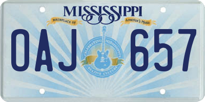 MS license plate OAJ657