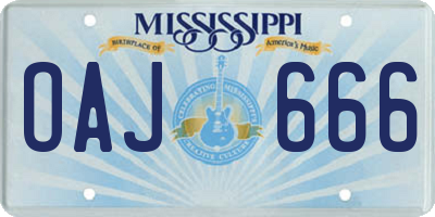 MS license plate OAJ666