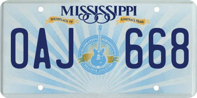 MS license plate OAJ668
