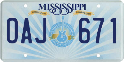 MS license plate OAJ671