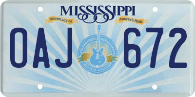 MS license plate OAJ672