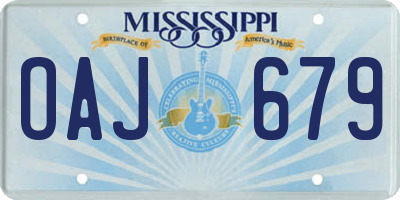 MS license plate OAJ679