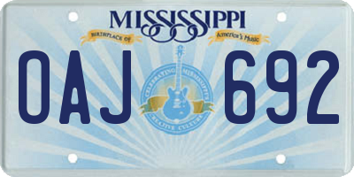 MS license plate OAJ692