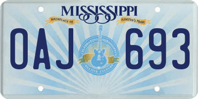 MS license plate OAJ693