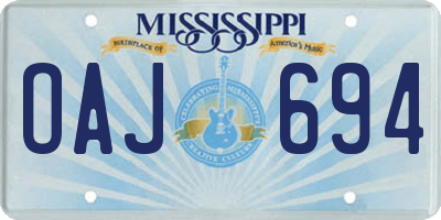 MS license plate OAJ694