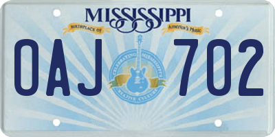 MS license plate OAJ702