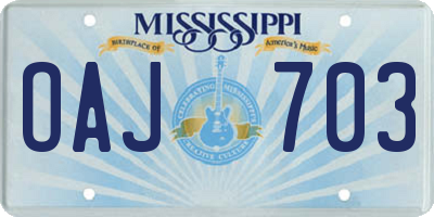MS license plate OAJ703