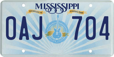 MS license plate OAJ704