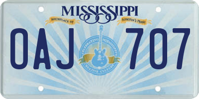 MS license plate OAJ707