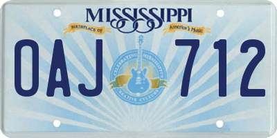 MS license plate OAJ712