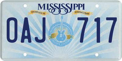 MS license plate OAJ717