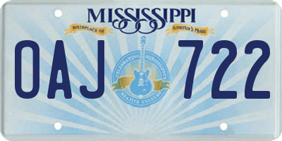 MS license plate OAJ722