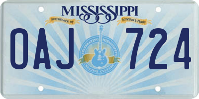 MS license plate OAJ724