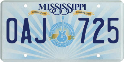 MS license plate OAJ725