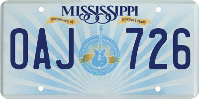 MS license plate OAJ726