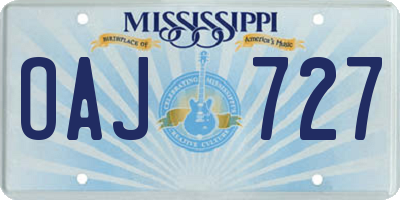 MS license plate OAJ727