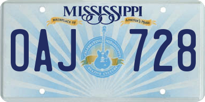 MS license plate OAJ728