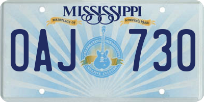 MS license plate OAJ730