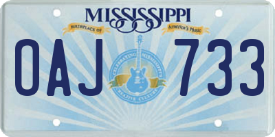 MS license plate OAJ733