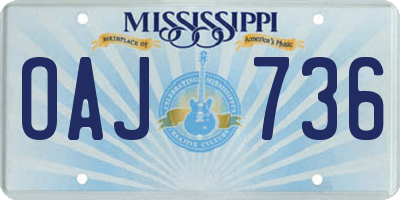 MS license plate OAJ736