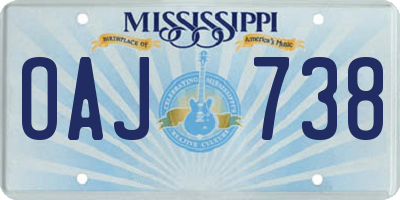 MS license plate OAJ738