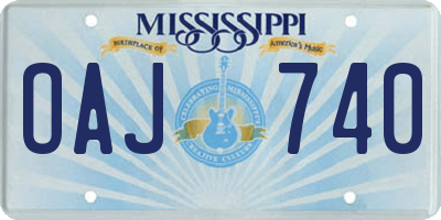 MS license plate OAJ740