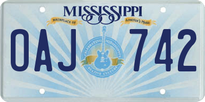 MS license plate OAJ742