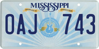 MS license plate OAJ743