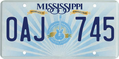 MS license plate OAJ745