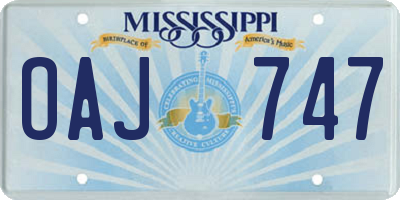 MS license plate OAJ747