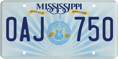 MS license plate OAJ750