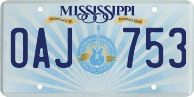 MS license plate OAJ753