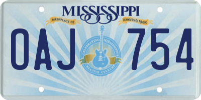 MS license plate OAJ754