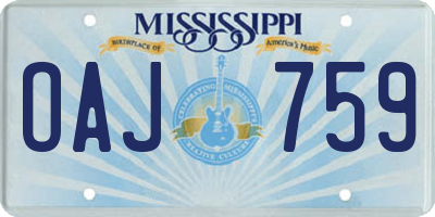 MS license plate OAJ759