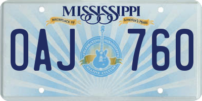 MS license plate OAJ760