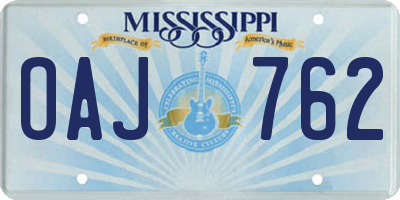 MS license plate OAJ762