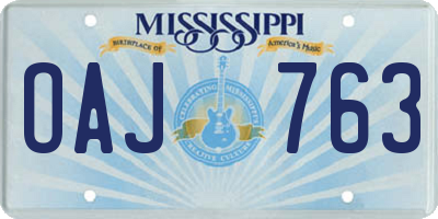 MS license plate OAJ763